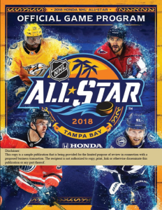 2018 NHL All Star Program Cover