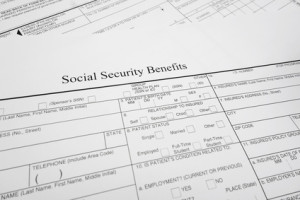 closeup of a Social Security Benefits form
